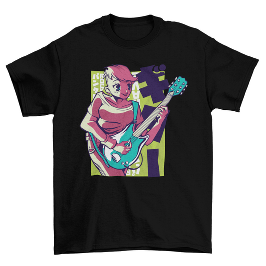 Anime girl guitar t-shirt