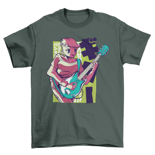 Anime girl guitar t-shirt