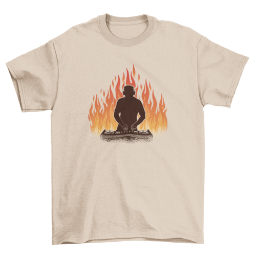 Dj in flames t-shirt design