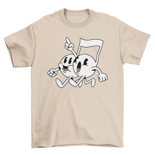 Music notes cartoon t-shirt