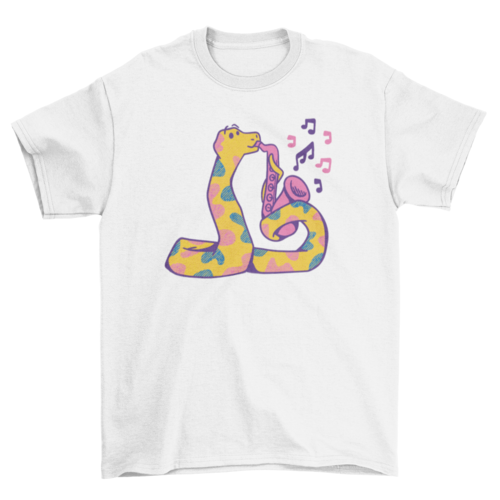 Colorful snake saxophone t-shirt