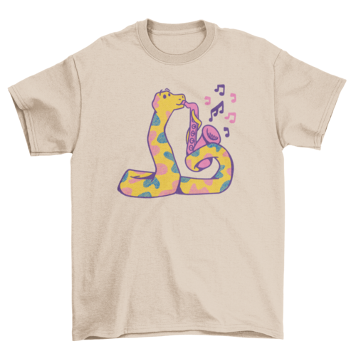 Colorful snake saxophone t-shirt