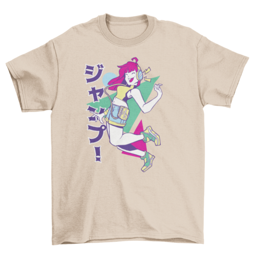 Anime girl headphones music t-shirt