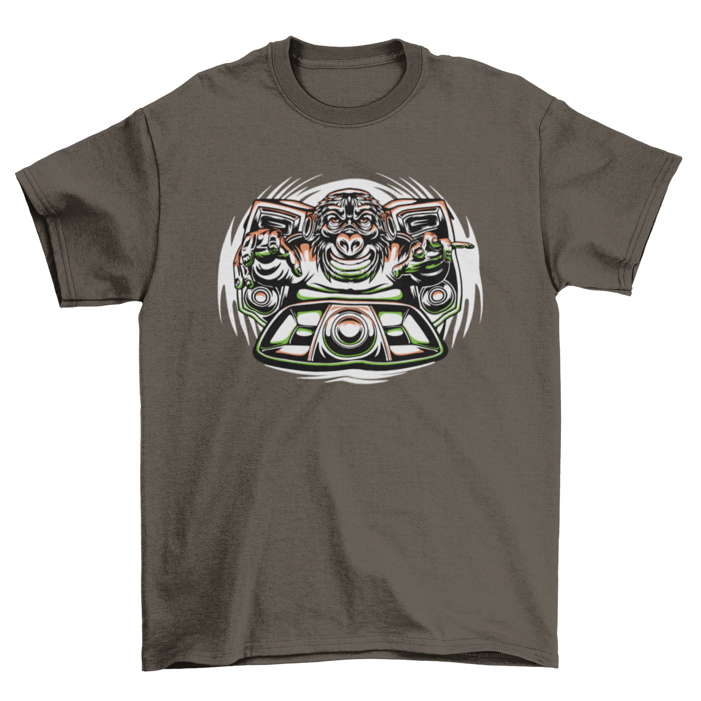 Cool Music tee with monkey animal dj t-shirt