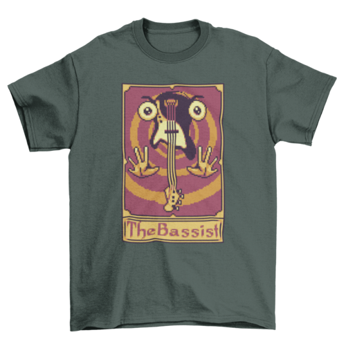 Pixel art tarot card guitar bassist t-shirt