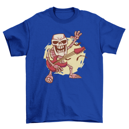 Rock guitar skeleton cartoon t-shirt