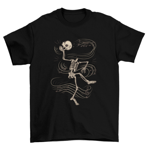 Dancing skeleton cartoon t-shirt