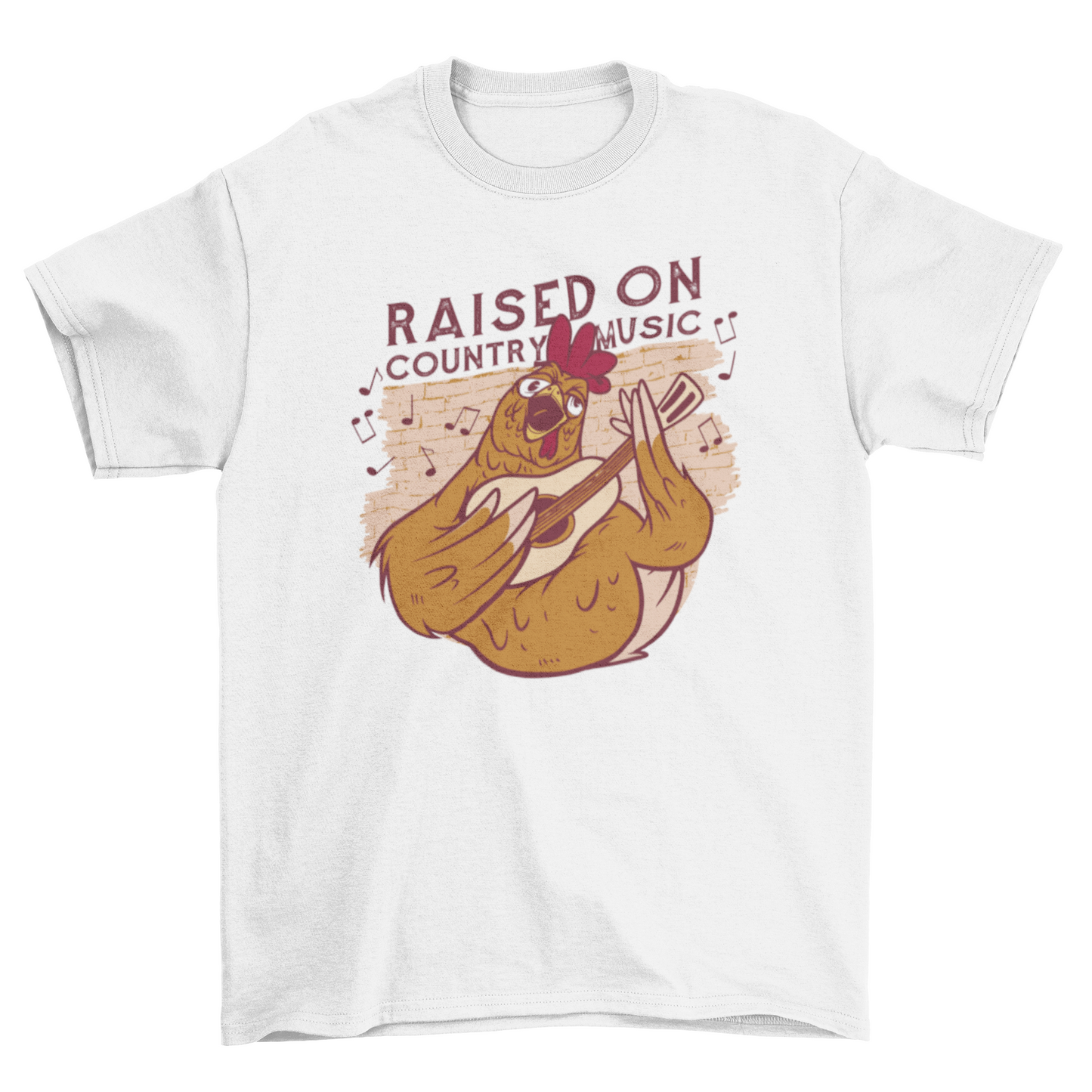 Chicken with guitar t-shirt