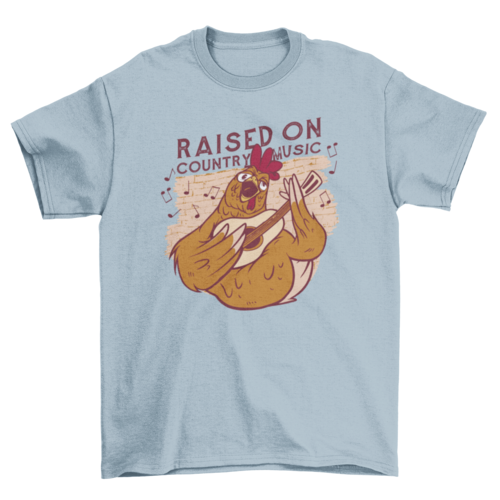 Chicken with guitar t-shirt