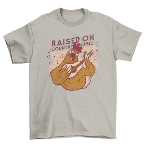 Chicken with guitar t-shirt