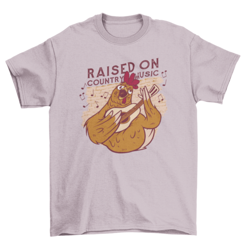 Chicken with guitar t-shirt