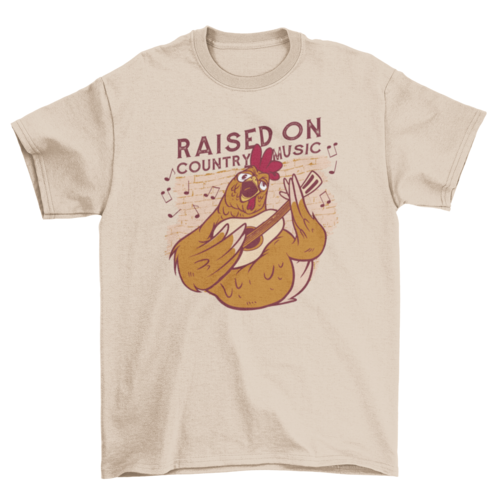 Chicken with guitar t-shirt