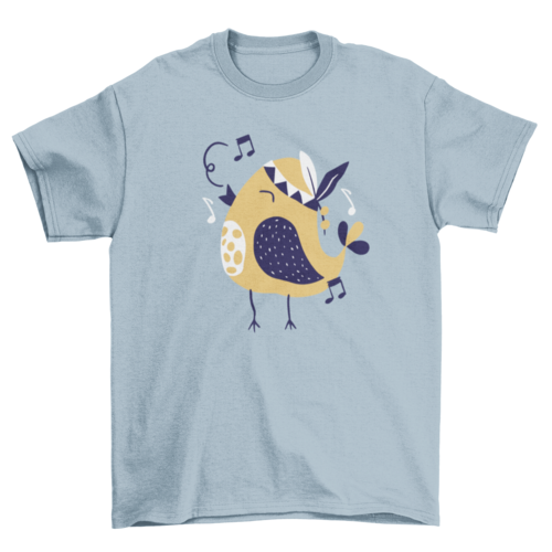 Singing flat bird t-shirt design