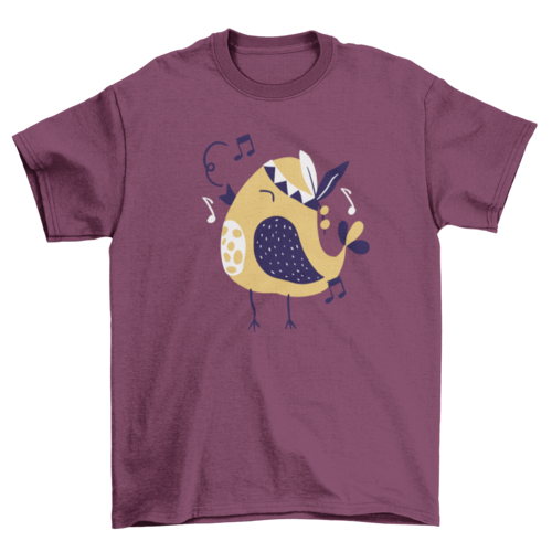 Singing flat bird t-shirt design