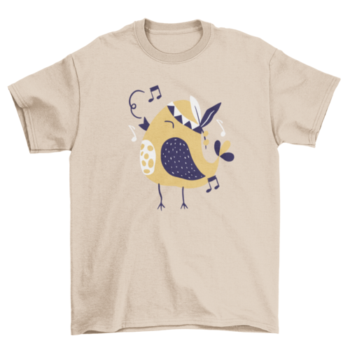 Singing flat bird t-shirt design