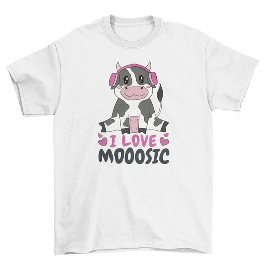 Cow animal with headphones t-shirt