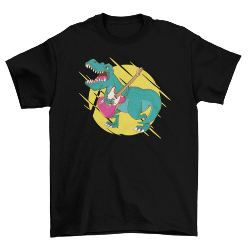 T-rex dinosaur playing guitar t-shirt