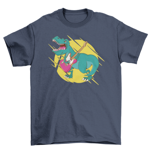 T-rex dinosaur playing guitar t-shirt