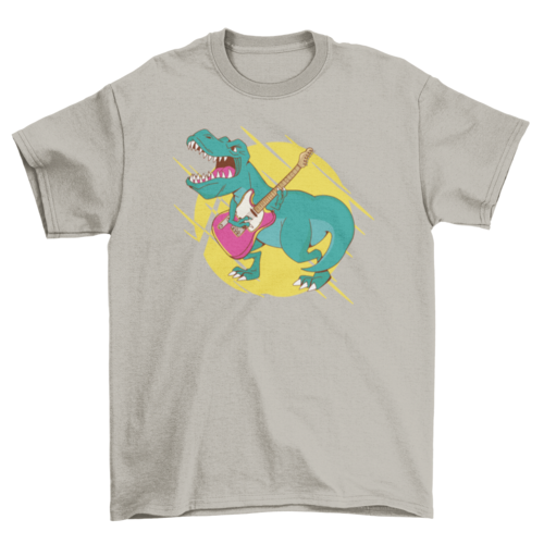 T-rex dinosaur playing guitar t-shirt