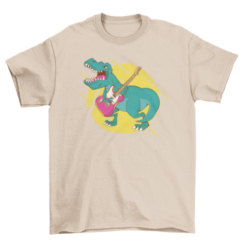 T-rex dinosaur playing guitar t-shirt