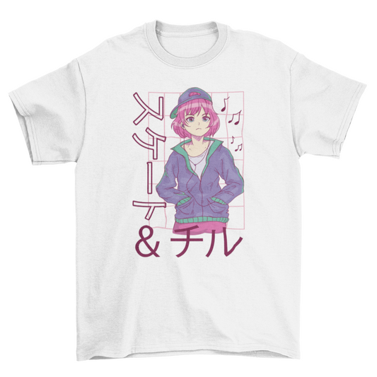 Anime girl listening to music t-shirt