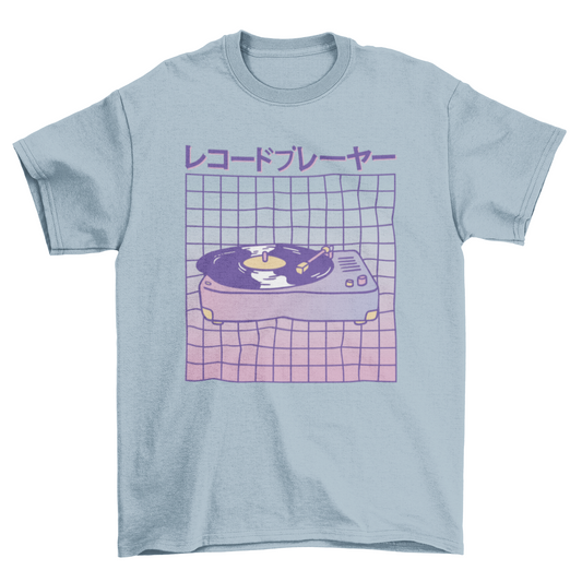 Vaporwave record player t-shirt design