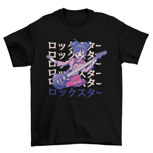 Bass anime girl music t-shirt design