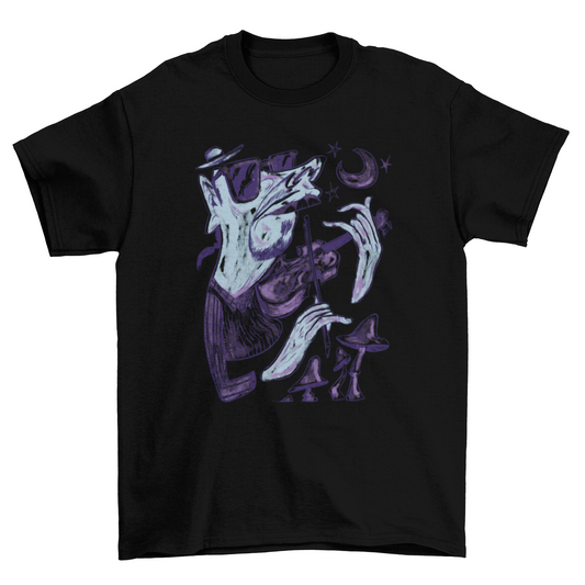 Violin player cartoon musician t-shirt