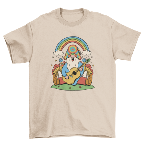 Hippie playing guitar t-shirt