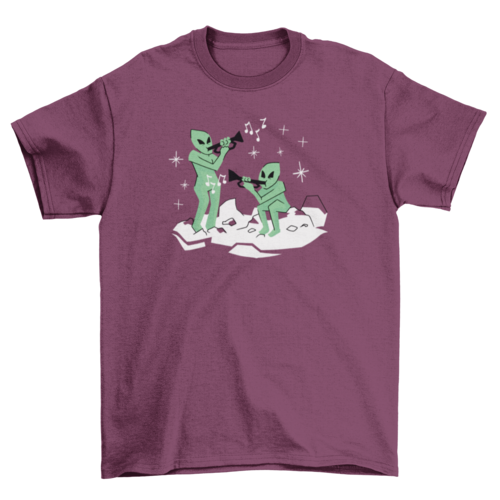 Aliens playing trumpets t-shirt