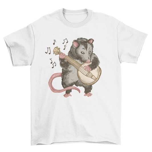 Possum banjo animal character t-shirt