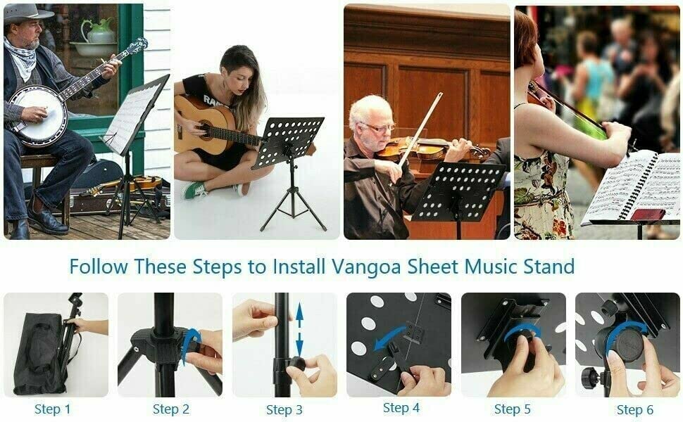 Music Stand for Sheet Music Folding Portable Stands Light Weight