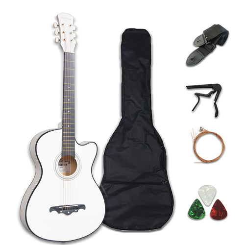 41/38 Inch Acoustic Guitar for Travel Beginners Adults Kit with Capo