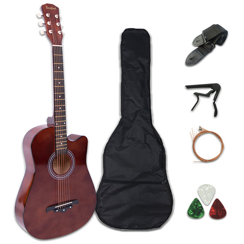 41/38 Inch Acoustic Guitar for Travel Beginners Adults Kit with Capo